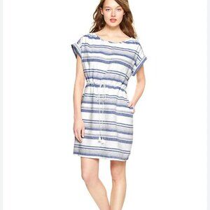 GAP Linen Blend‎ Striped Dress Womens Size Small Blue White Casual Summer